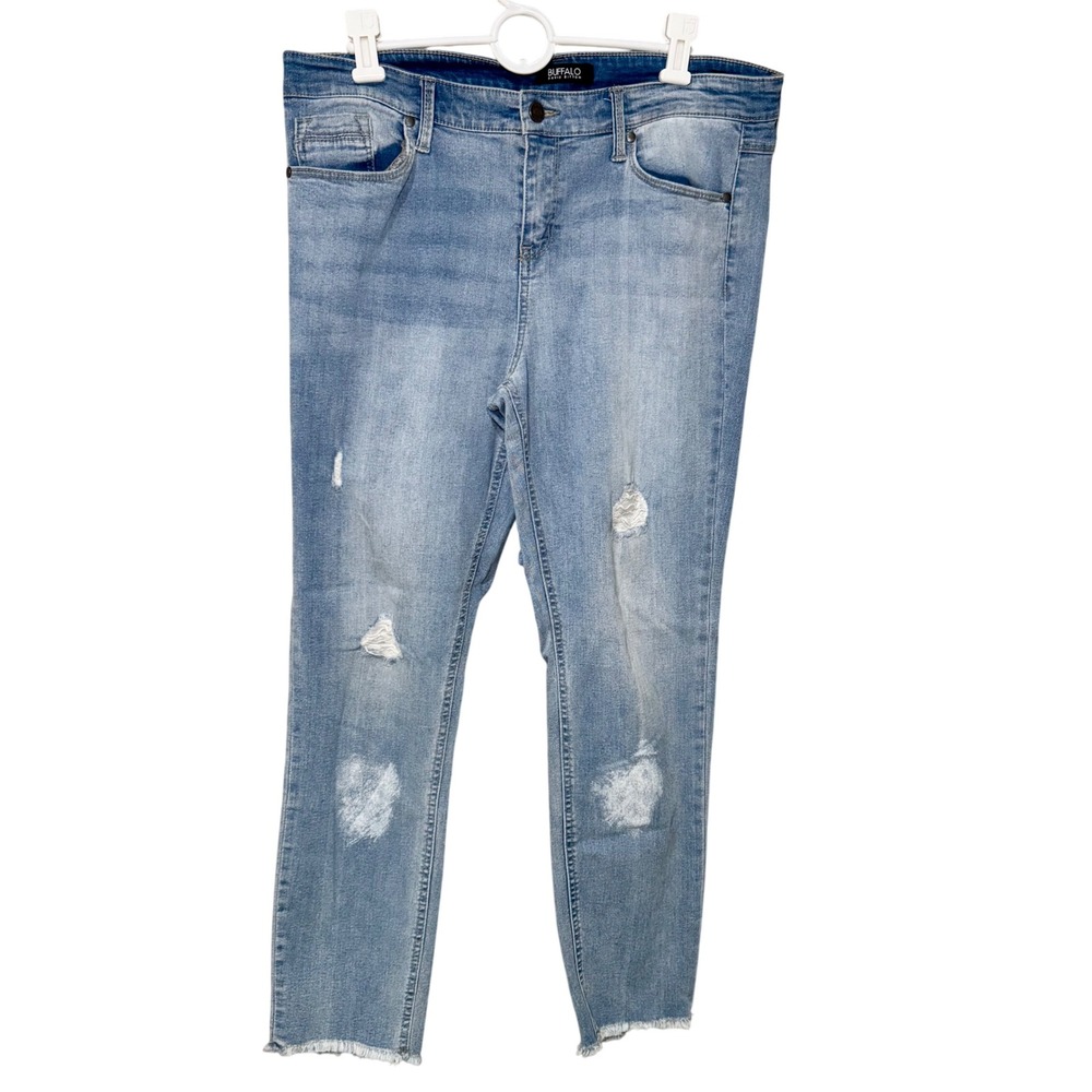 Buffalo David Bitton Jess Mid Rise Skinny Jeans Distressed Light Wash Women's 12